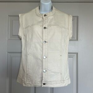 Kate Spade Saturday Women's Vest Cotton Blend Denim Sleeveless Cream Size XS